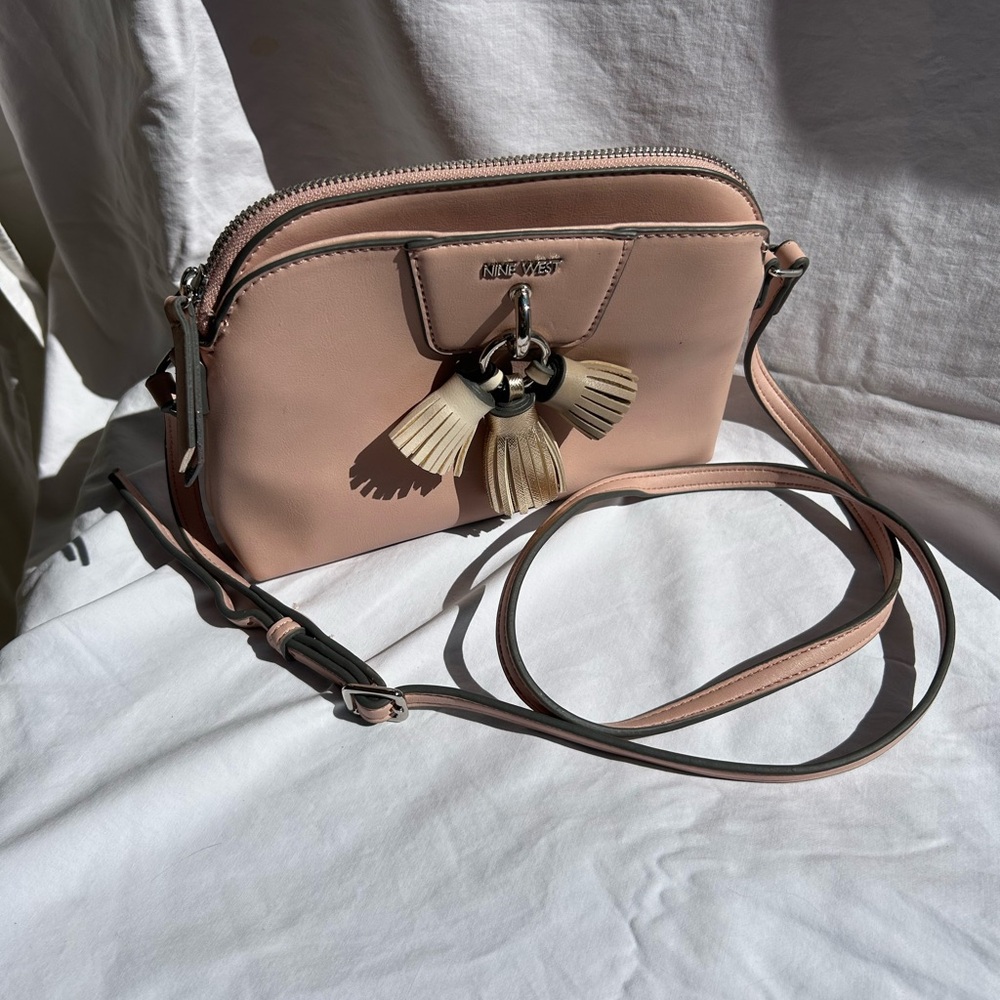 Small Nine West Pale Pink Vegan Leather Crossbody Bag